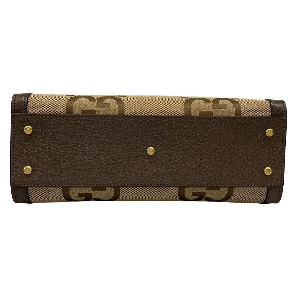 GUCCI Diana Jumbo GG Small Tote Bag 660195 Beige Dark Brown Jacquard Leather - Picture 9 of 15